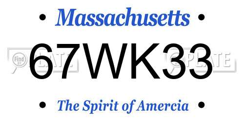 67WK33 Massachusetts License Plate