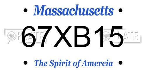 67XB15 Massachusetts License Plate