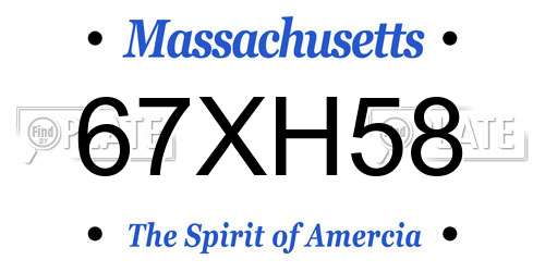 67XH58 Massachusetts License Plate