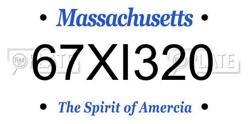 67XI320 Massachusetts License Plate