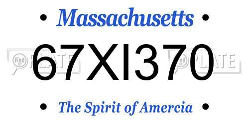 67XI370 Massachusetts License Plate