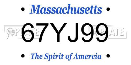 67YJ99 Massachusetts License Plate