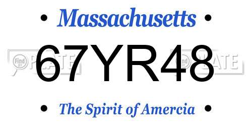 67YR48 Massachusetts License Plate