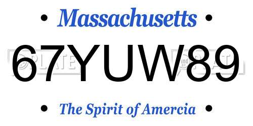 67YUW89 Massachusetts License Plate