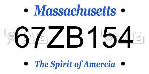 67ZB154 Massachusetts License Plate