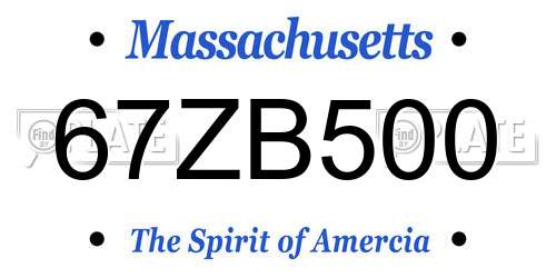 67ZB500 Massachusetts License Plate