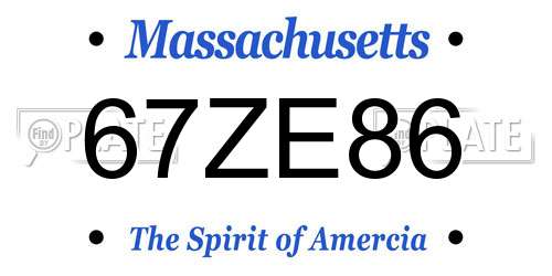 67ZE86 Massachusetts License Plate