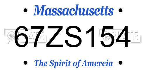67ZS154 Massachusetts License Plate