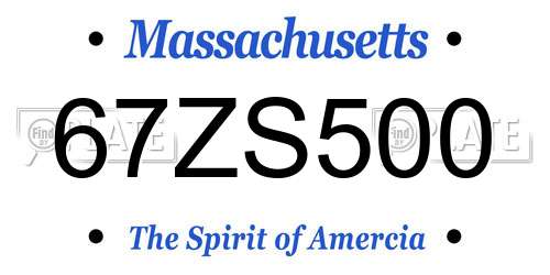 67ZS500 Massachusetts License Plate