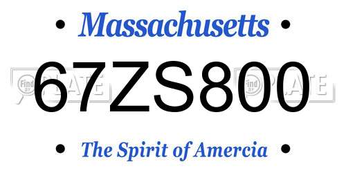67ZS800 Massachusetts License Plate