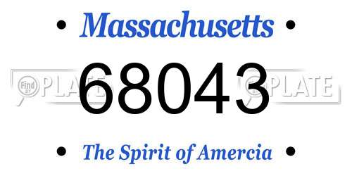68043 Massachusetts License Plate