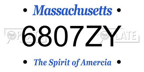 6807ZY Massachusetts License Plate