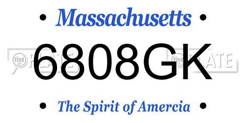 6808GK Massachusetts License Plate