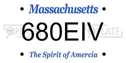 680EIV Massachusetts License Plate