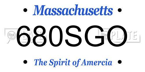 680SGO Massachusetts License Plate