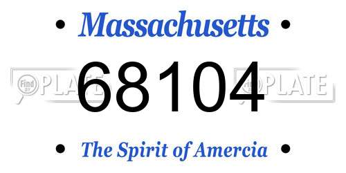 68104 Massachusetts License Plate