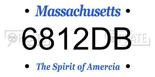 6812DB Massachusetts License Plate