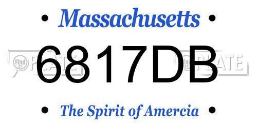 6817DB Massachusetts License Plate