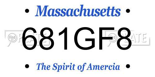 681GF8 Massachusetts License Plate