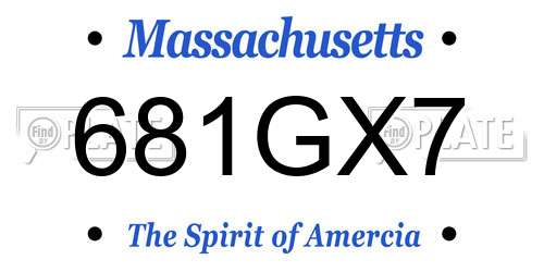 681GX7 Massachusetts License Plate