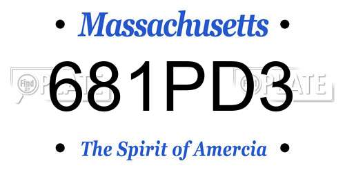 681PD3 Massachusetts License Plate