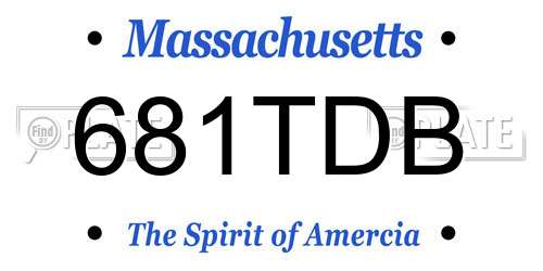 681TDB Massachusetts License Plate