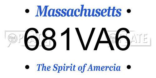 681VA6 Massachusetts License Plate
