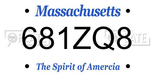 681ZQ8 Massachusetts License Plate