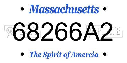 68266A2 Massachusetts License Plate
