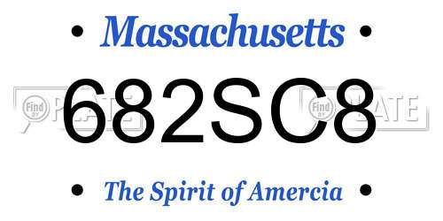 682SC8 Massachusetts License Plate