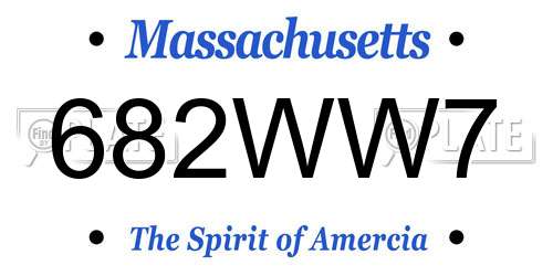 682WW7 Massachusetts License Plate
