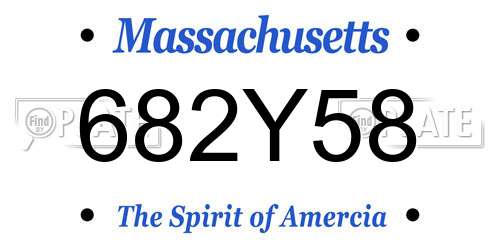682Y58 Massachusetts License Plate
