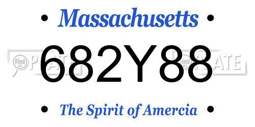 682Y88 Massachusetts License Plate