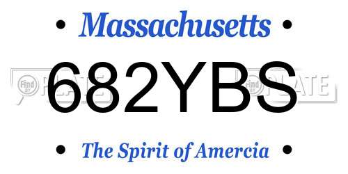 682YBS Massachusetts License Plate
