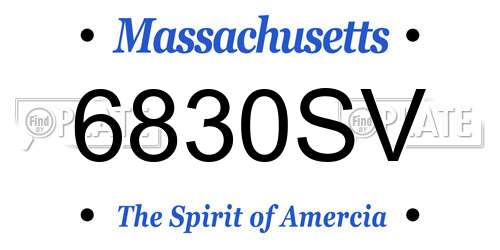 6830SV Massachusetts License Plate