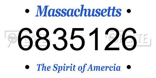 6835126 Massachusetts License Plate