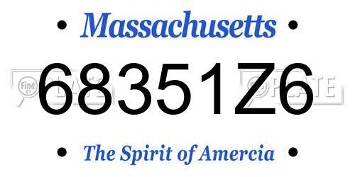68351Z6 Massachusetts License Plate