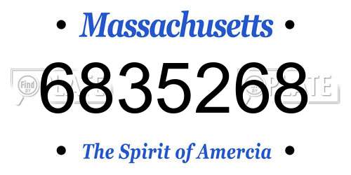 6835268 Massachusetts License Plate