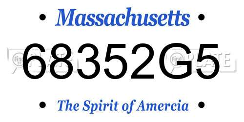68352G5 Massachusetts License Plate