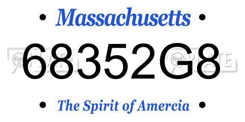 68352G8 Massachusetts License Plate