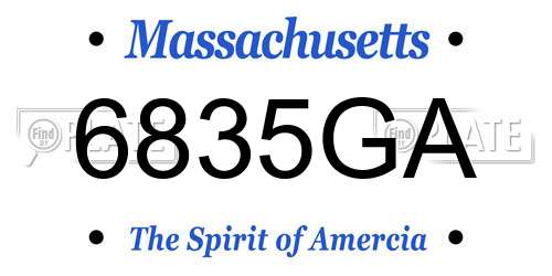 6835GA Massachusetts License Plate