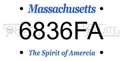 6836FA Massachusetts License Plate