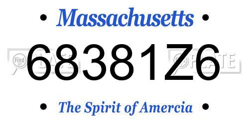 68381Z6 Massachusetts License Plate