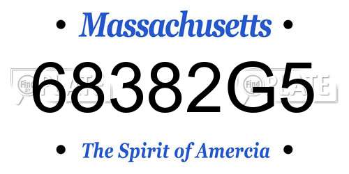 68382G5 Massachusetts License Plate