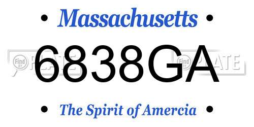 6838GA Massachusetts License Plate