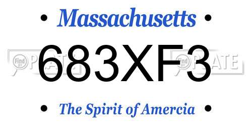 683XF3 Massachusetts License Plate
