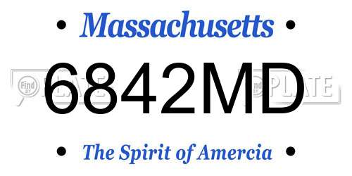 6842MD Massachusetts License Plate