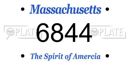 6844 Massachusetts License Plate