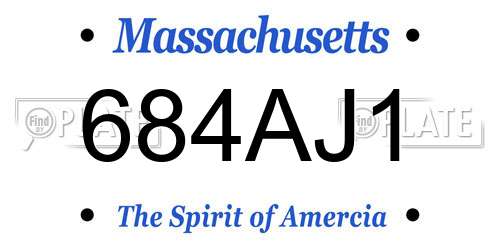 684AJ1 Massachusetts License Plate
