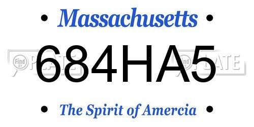 684HA5 Massachusetts License Plate